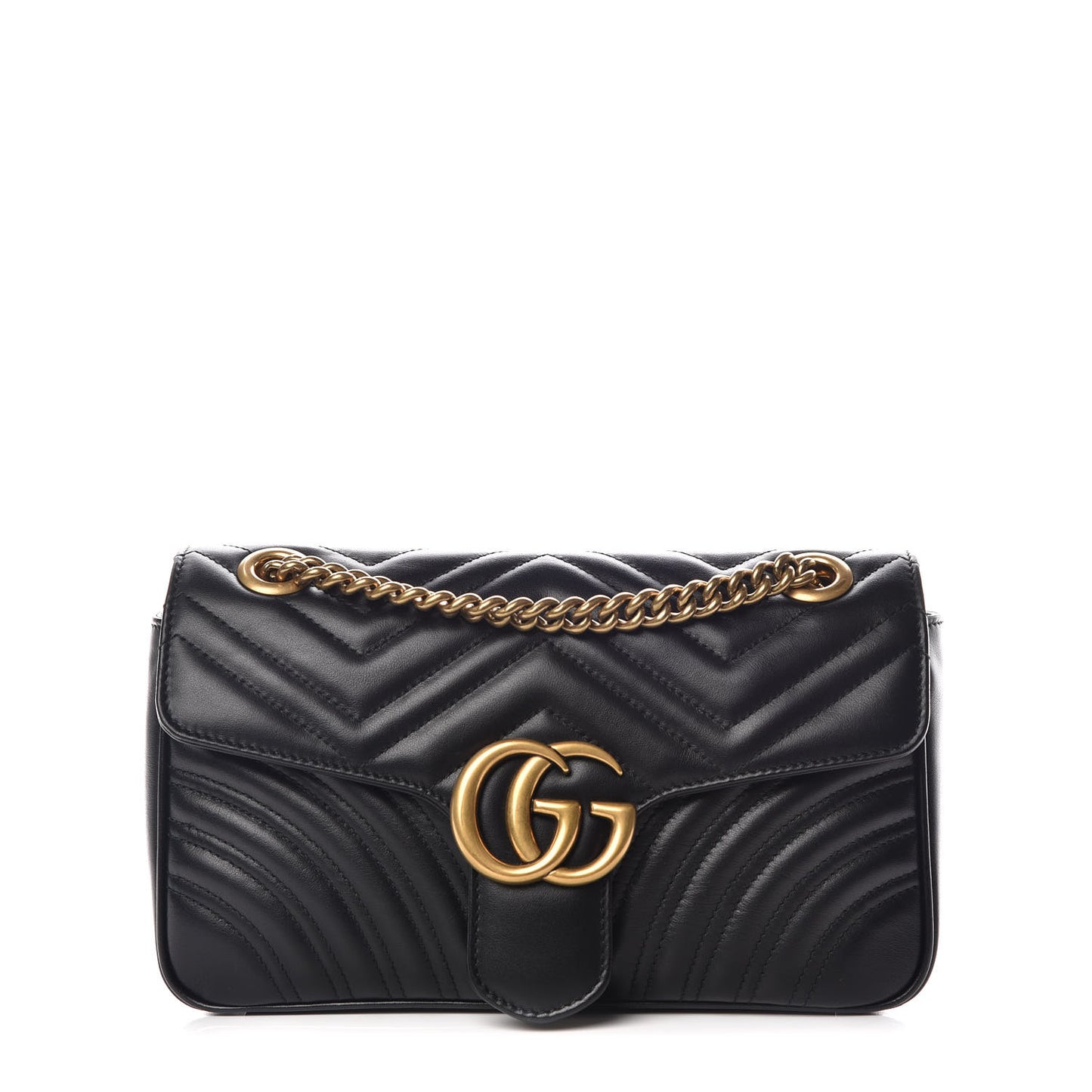 Calfskin Matelasse Small GG Marmont Shoulder Bag Black