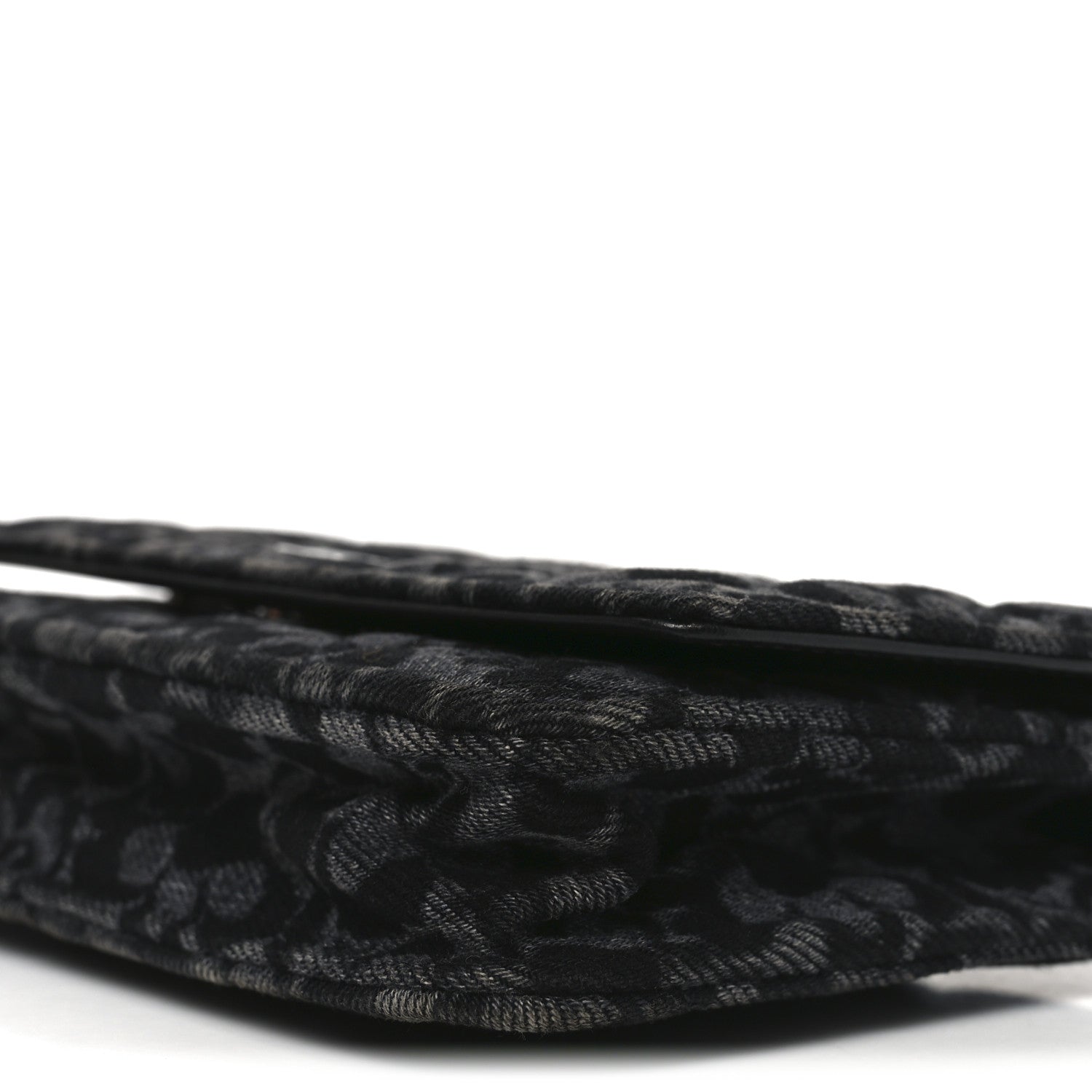 Chanel Printed Denim Quilted Flower Wallet On Chain WOC Black 11 of 12