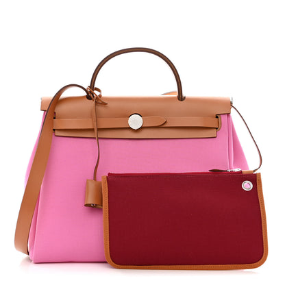 Hermes Toile Officier Vache Hunter Verso Herbag Zip PM 31 Bubblegum Rubis Naturel 1 of 13