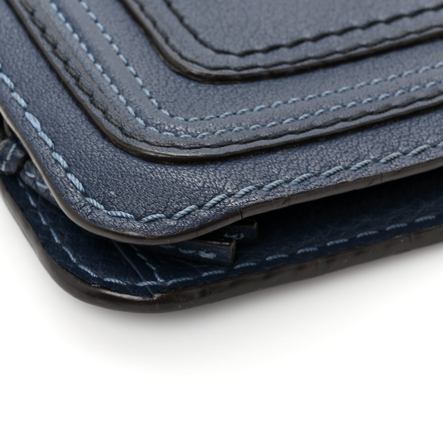 Grained Calfskin Marcie Long Zip Around Wallet Dark Blue
