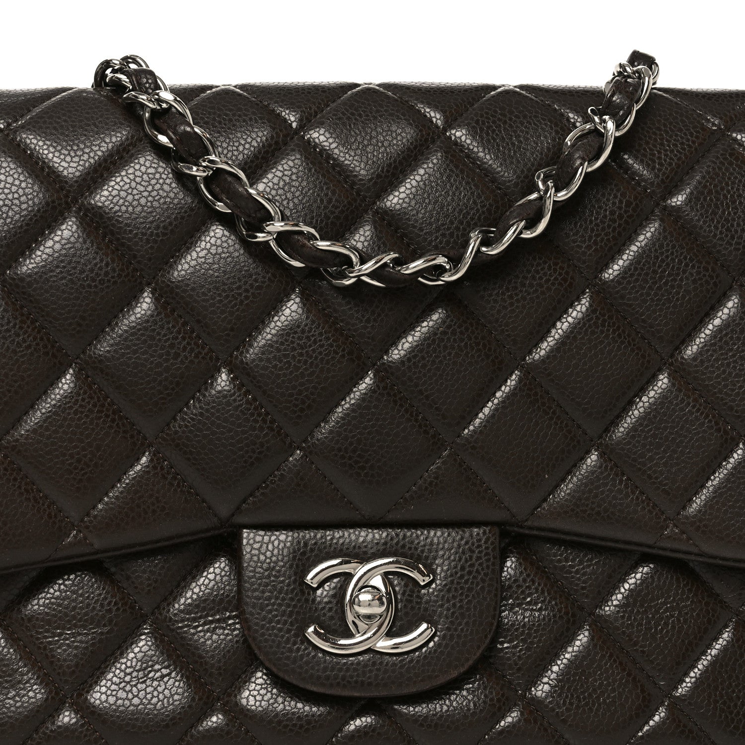 Chanel Caviar Quilted Jumbo Single Flap Dark Brown 8 of 10