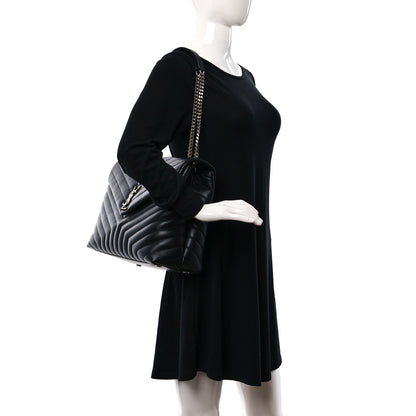 Saint Laurent Calfskin Y Quilted Monogram Large Loulou Chain Satchel Black 2 of 11