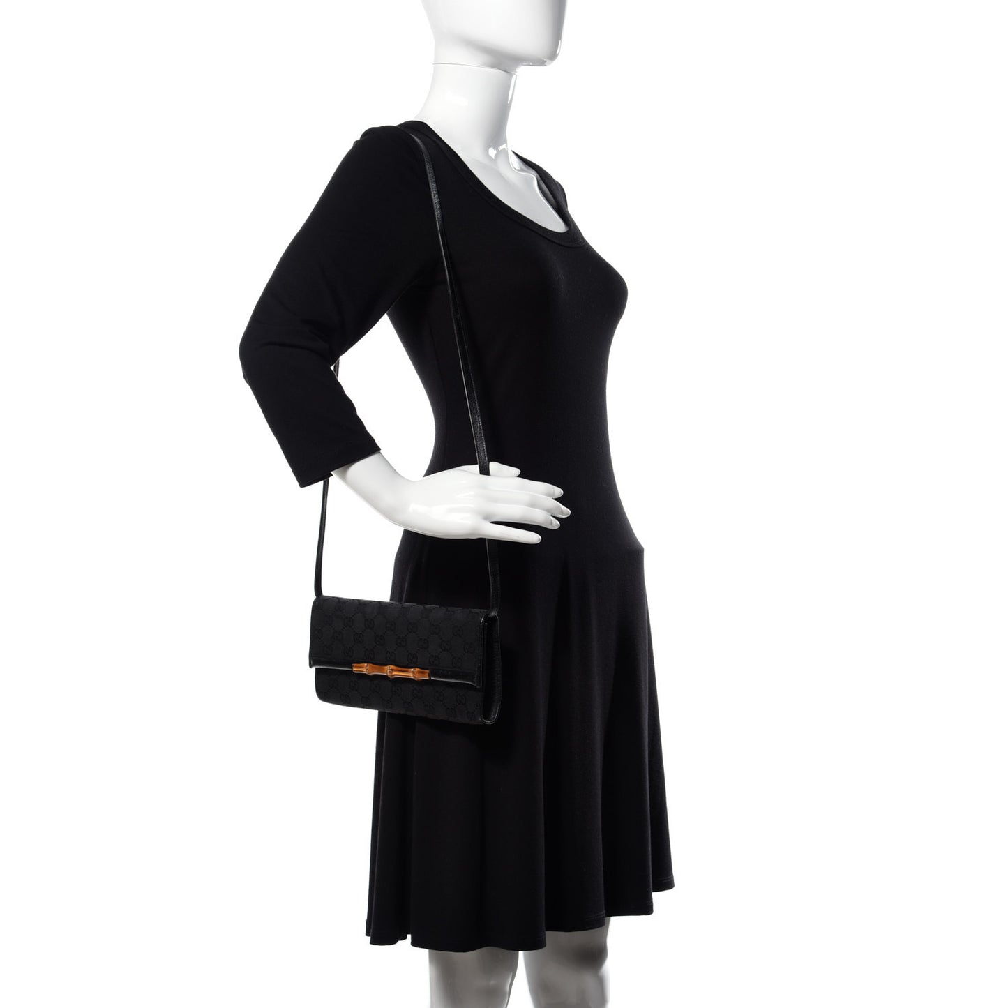 Monogram Bamboo Bar Clutch Black