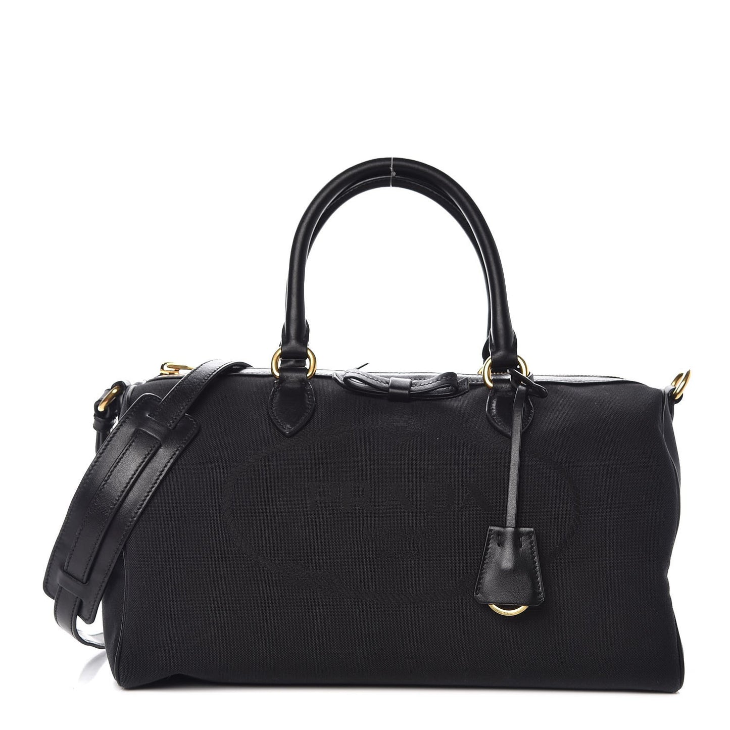 Jacquard Logo Bauletto Top Handle Black