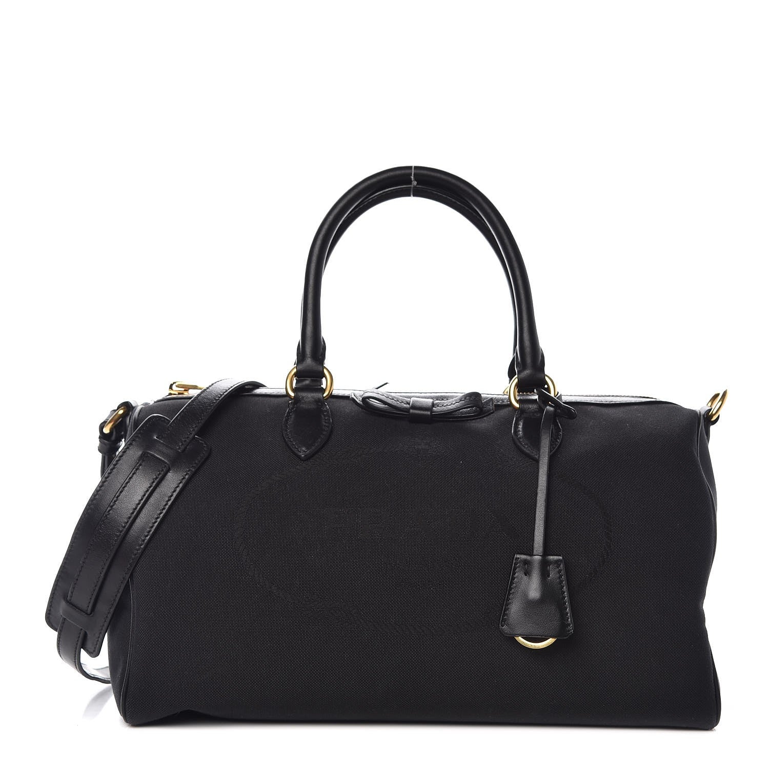 Prada Jacquard Logo Bauletto Top Handle Black 1 of 8