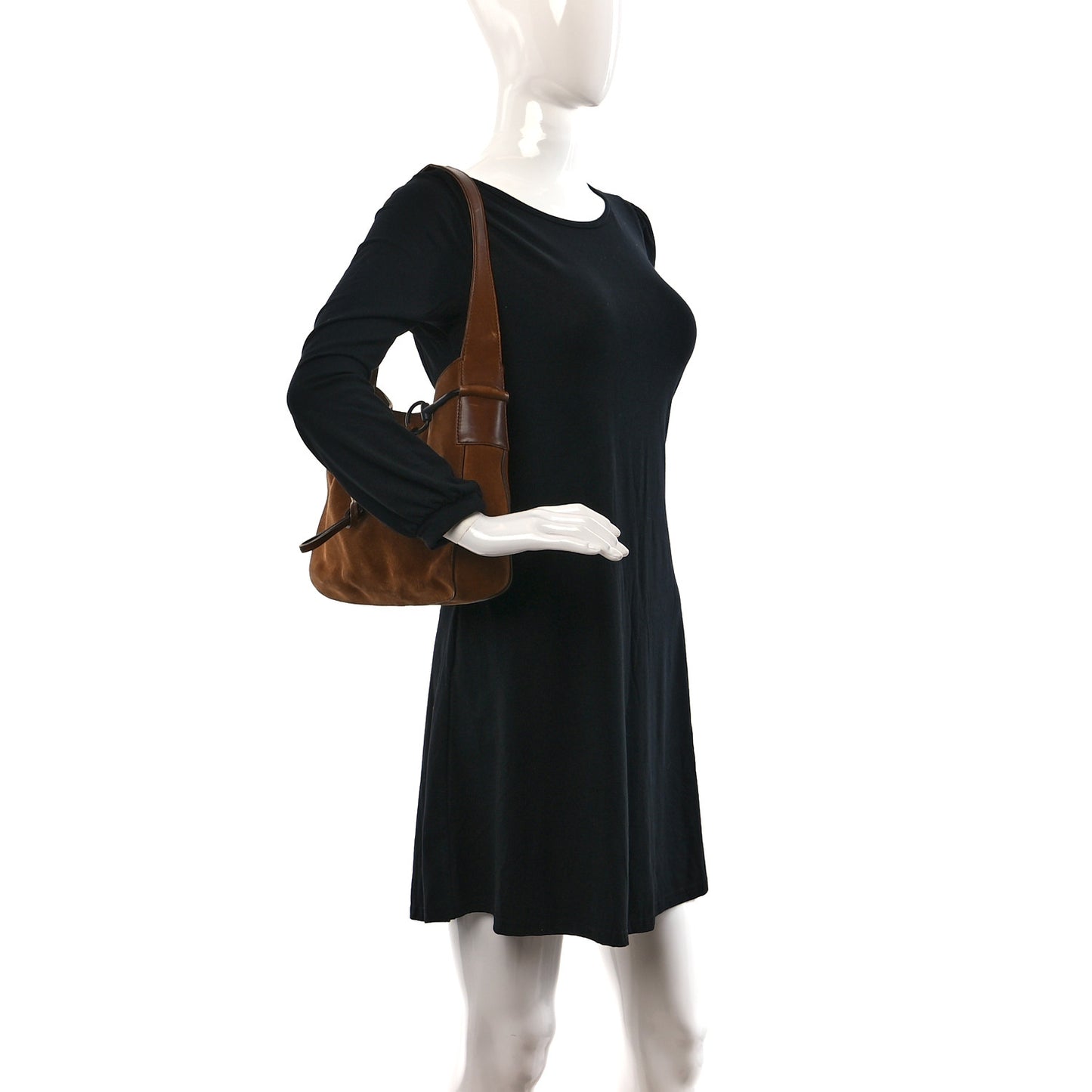 Suede Horsebit Drawstring Hobo Brown