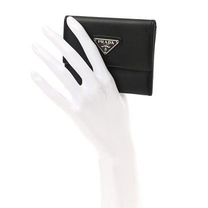 Prada Saffiano Triangle Coin Purse Black 2 of 8