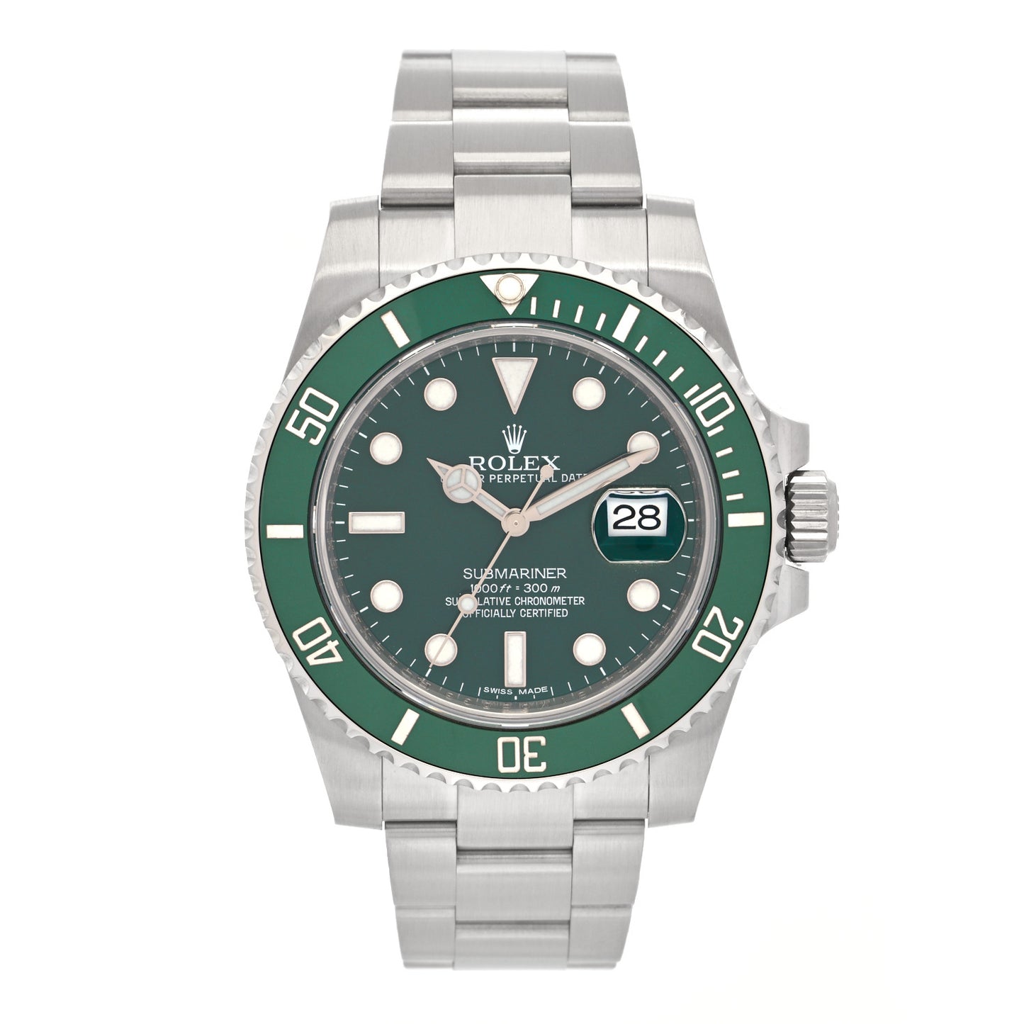 Stainless Steel 40mm Oyster Perpetual Submariner Date Hulk Watch Green 116610LV