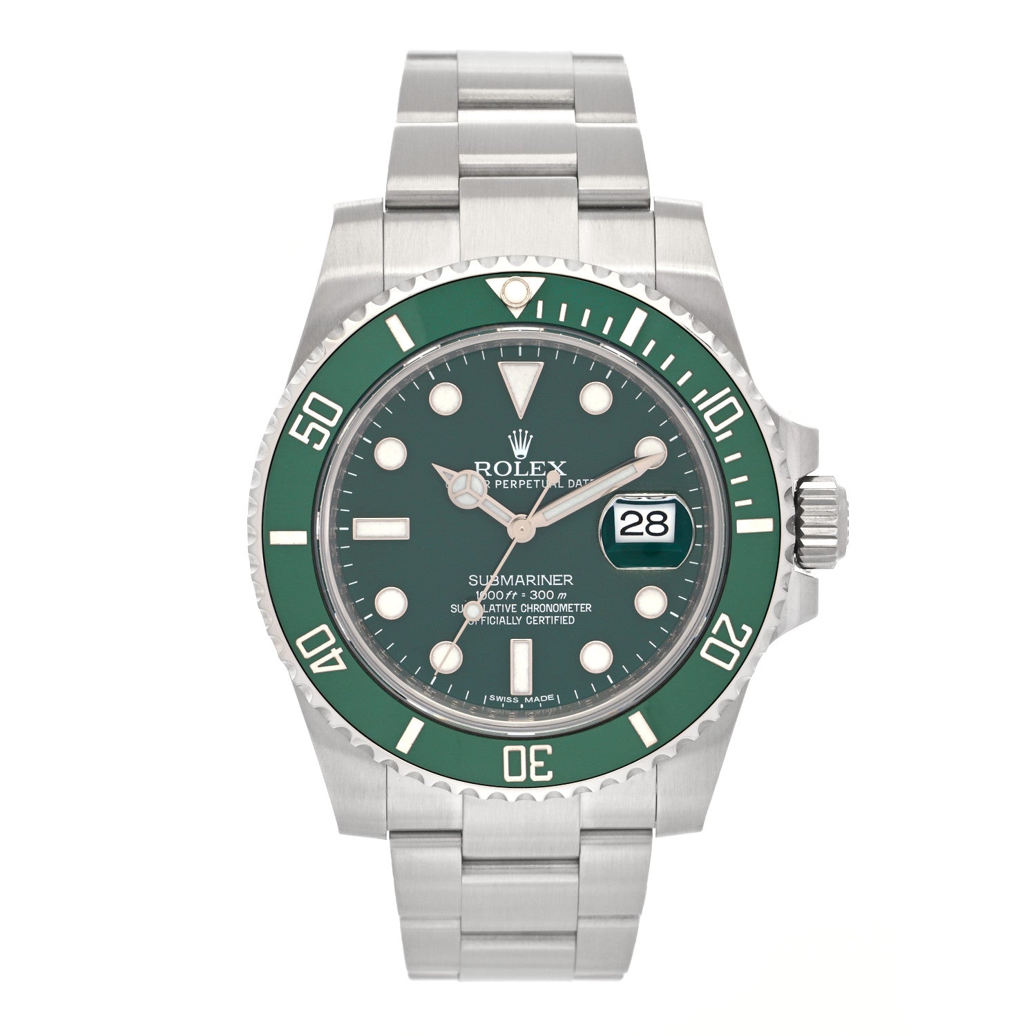 Rolex Stainless Steel 40mm Oyster Perpetual Submariner Date Hulk Watch Green 116610LV 1 of 4