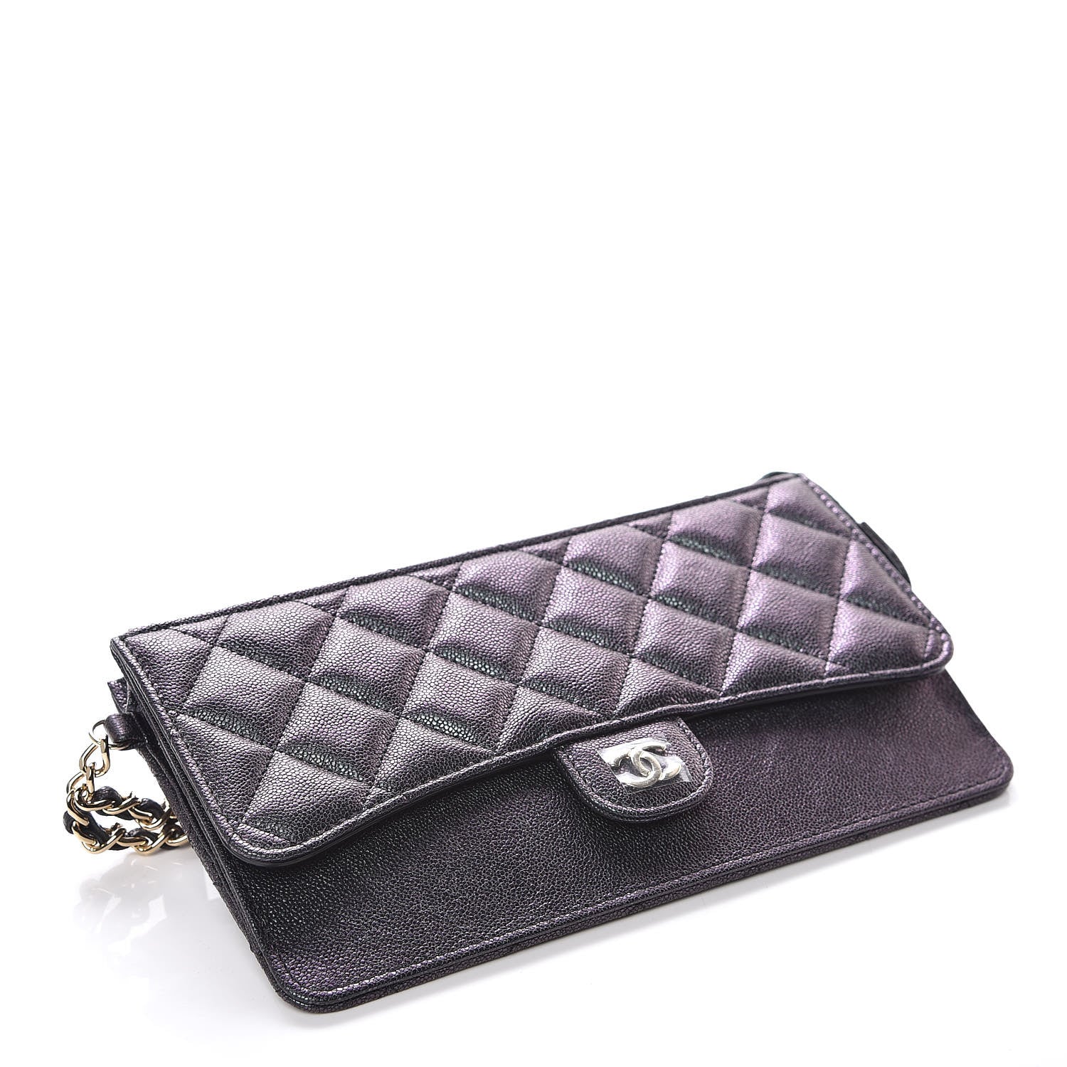 Chanel Iridescent Caviar Quilted Classic Pouch With Handle Black 4 of 8