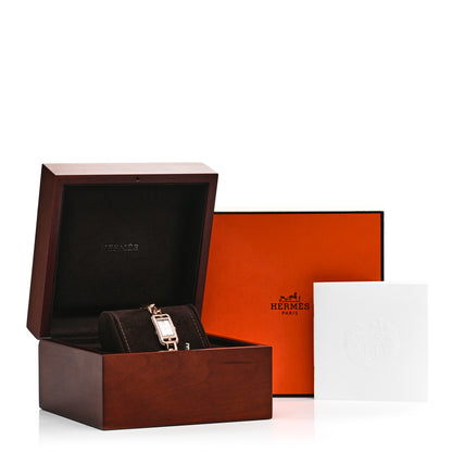 Hermes 18K Rose Gold Diamond Mother of Pearl 17mm Nantucket Quartz Watch 5 of 5
