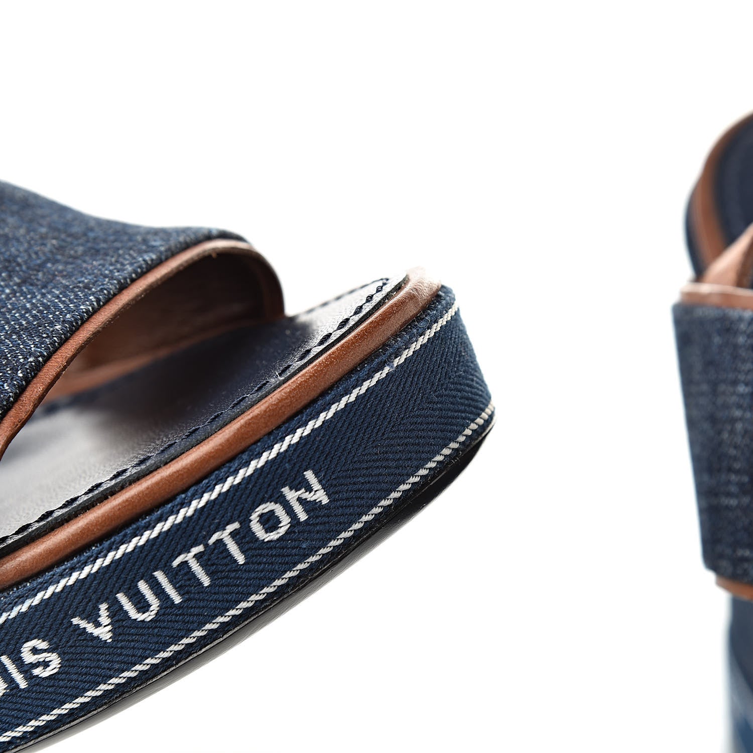 Louis Vuitton Denim Croisiere Wedge Sandals 41 Marine 10 of 10