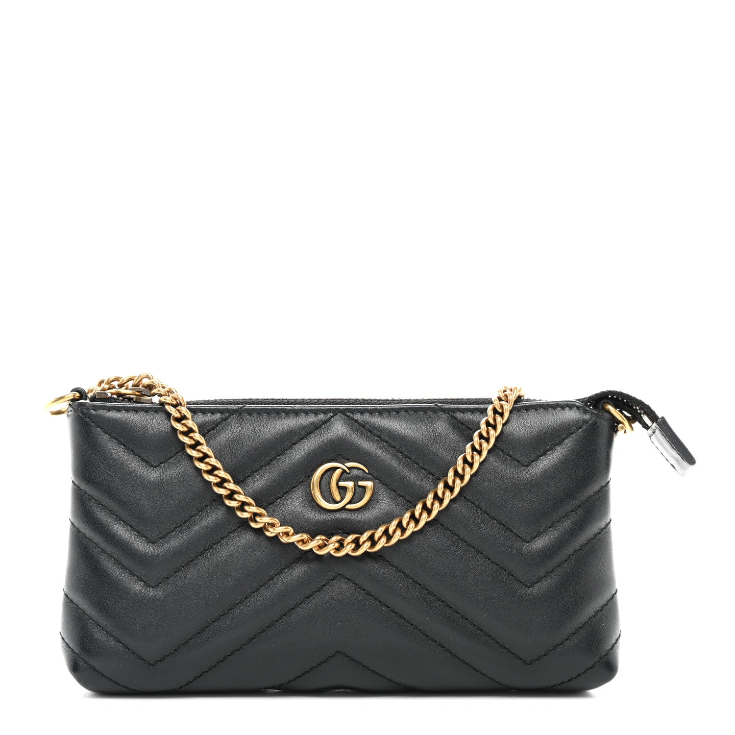 Gucci Calfskin Matelasse Mini GG Marmont Chain Bag Black 1 of 13