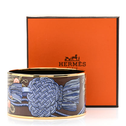 Hermes Enamel Printed Brandebourgs Extra Wide Bracelet 70 Passe Brown 6 of 6