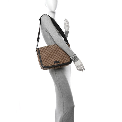 Gucci Monogram Large Flap Messenger Bag Beige Dark Brown 2 of 12