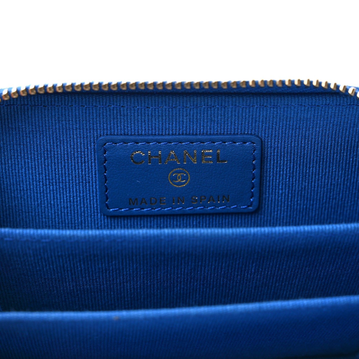 Lambskin Quilted Chanel 19 Zip Around Coin Purse Wallet Dark Blue