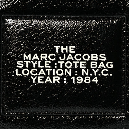 Marc Jacobs Shiny Calfskin Faux Shearling Large The Traveler Tote Bag Black 7 of 12