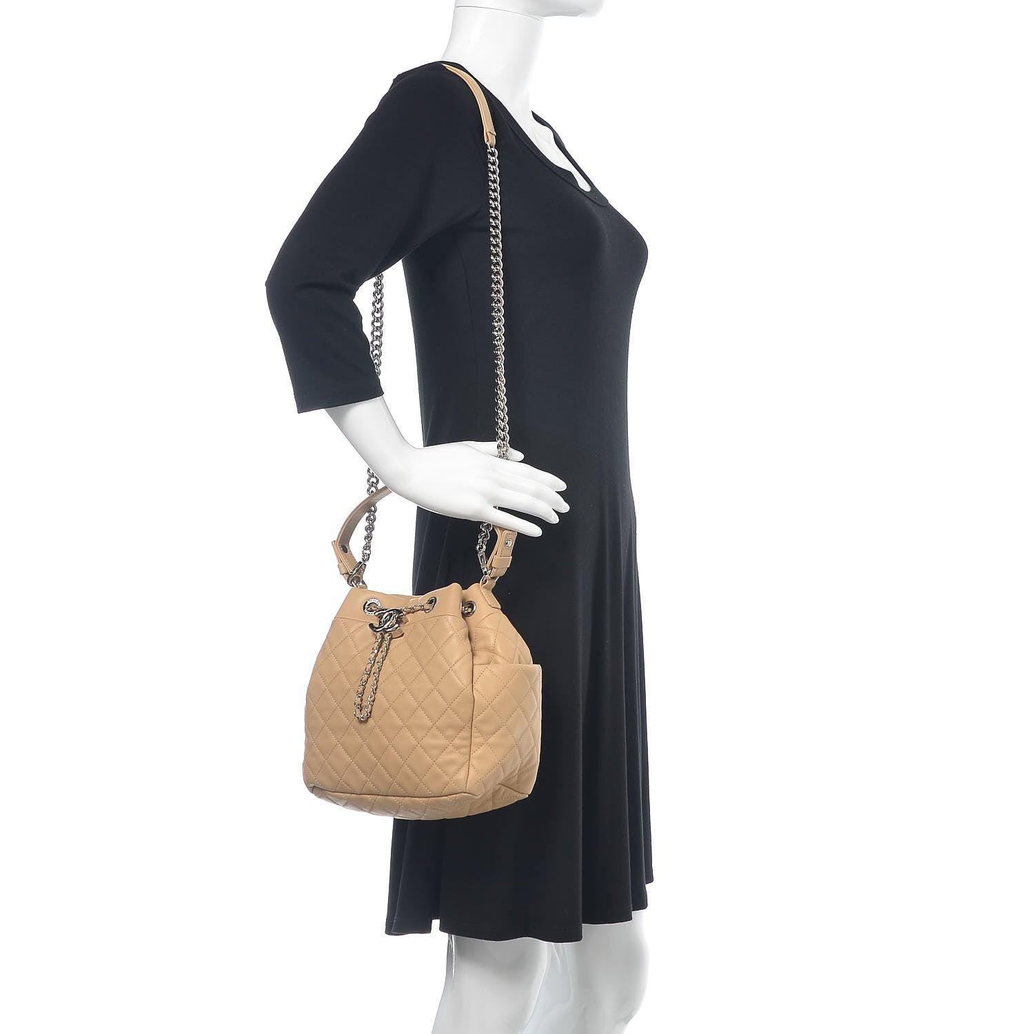 Chanel Lambskin Quilted Small CC Chain Bucket Bag Beige 2 of 18
