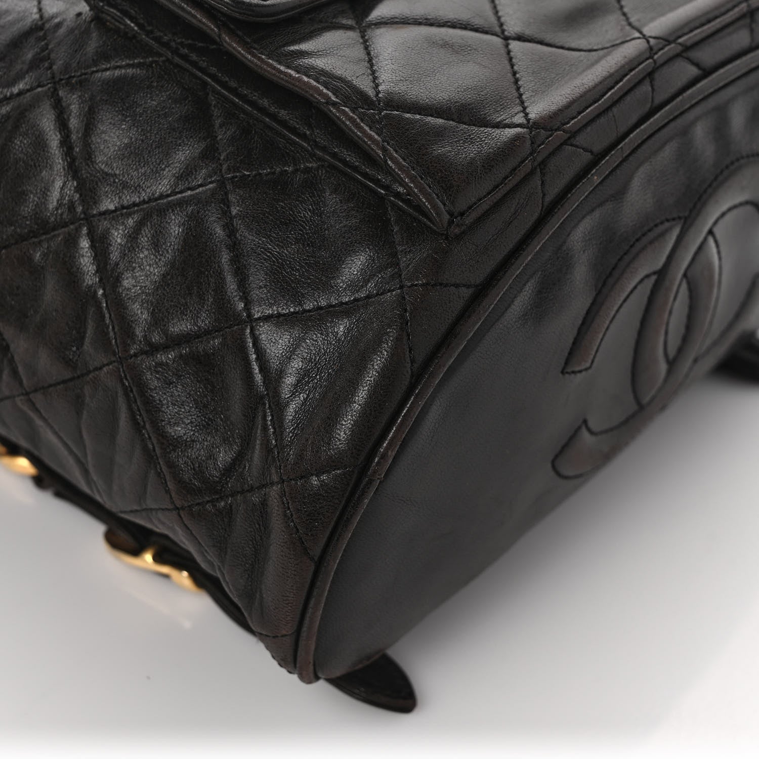 Chanel Lambskin Quilted Drawstring Backpack Black 9 of 13