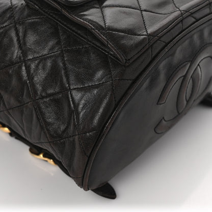 Chanel Lambskin Quilted Drawstring Backpack Black 9 of 13