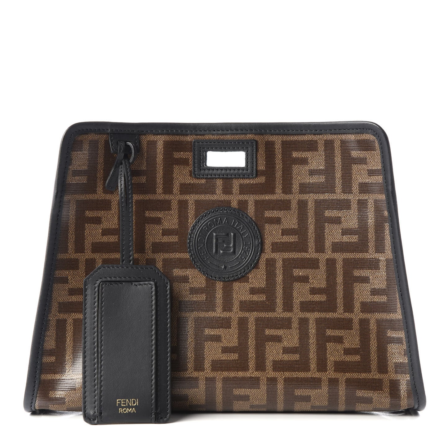 Glazed Fabric Vitello Century FF 1974 Stamp Patch Mini Peekaboo Defender Cover Mogano Panna Black