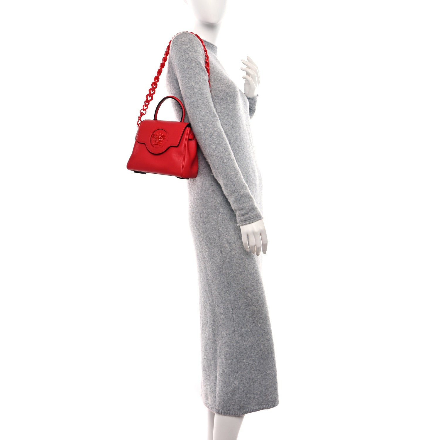Versace Calfskin Small Medusa Top Handle Handbag Red 2 of 8