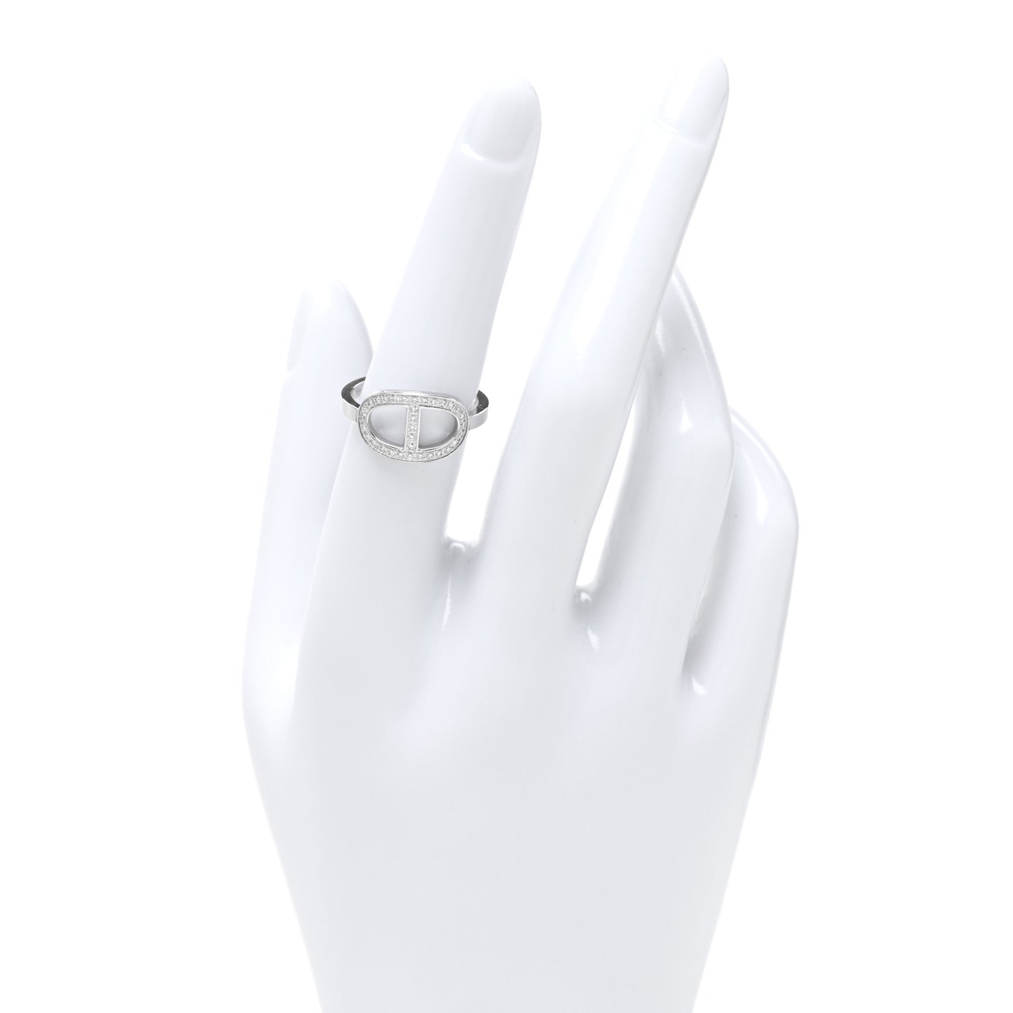 18K White Gold Diamond MM Chaine d'Ancre Contour Ring 54 7