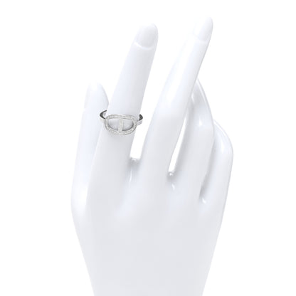 Hermes 18K White Gold Diamond MM Chaine d'Ancre Contour Ring 54 7 2 of 5