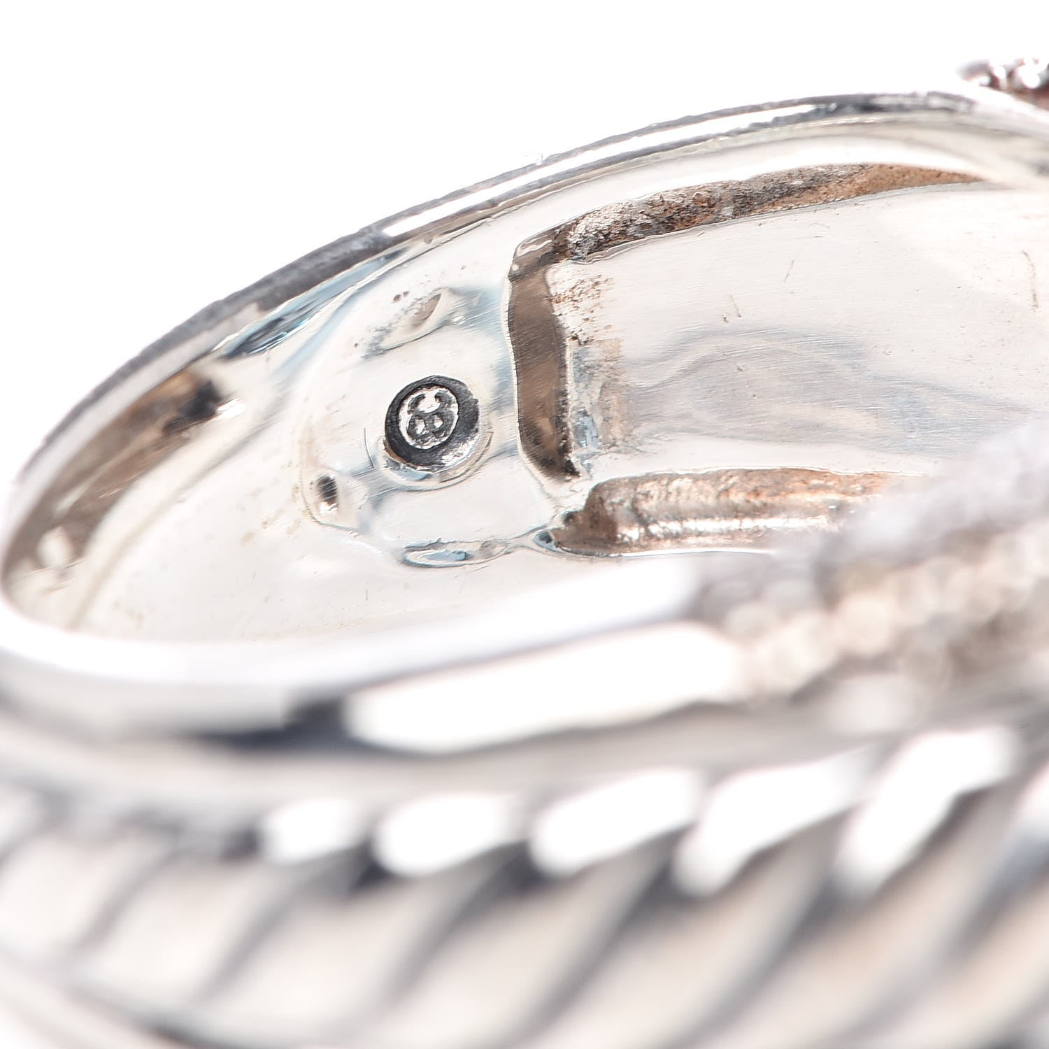David Yurman Sterling Silver Diamond Blue Topaz 12mm Cable Cocktail Ring 51 5.75 6 of 6