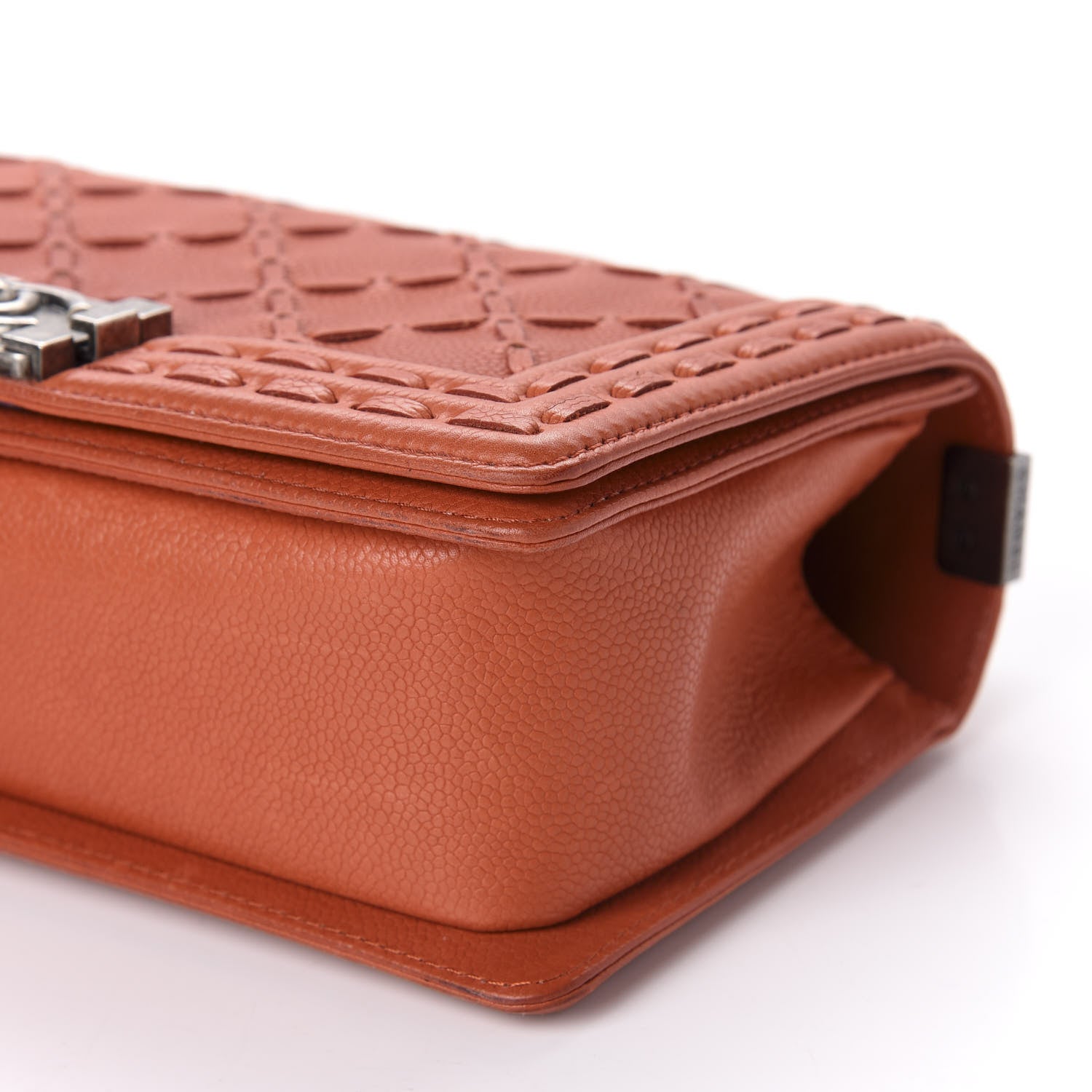 Chanel Caviar Stitched Medium Boy Flap Dark Orange 7 of 10