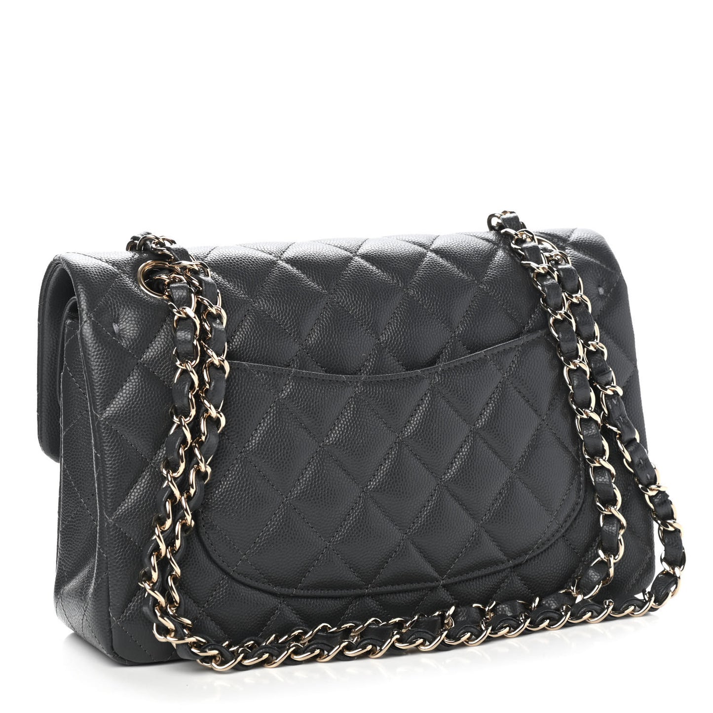 Caviar Quilted Small Double Flap Dark Grey