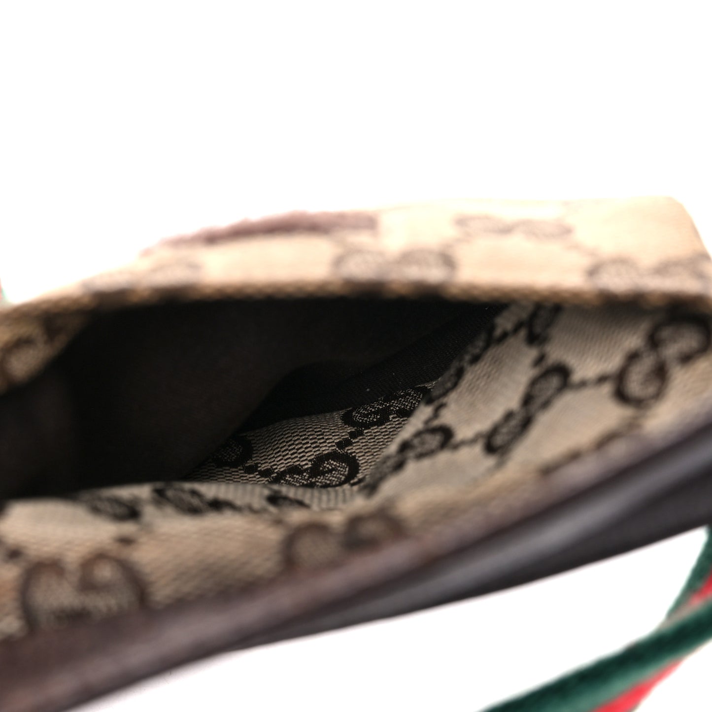 GG Monogram Web Double Pocket Belt Bag Dark Brown