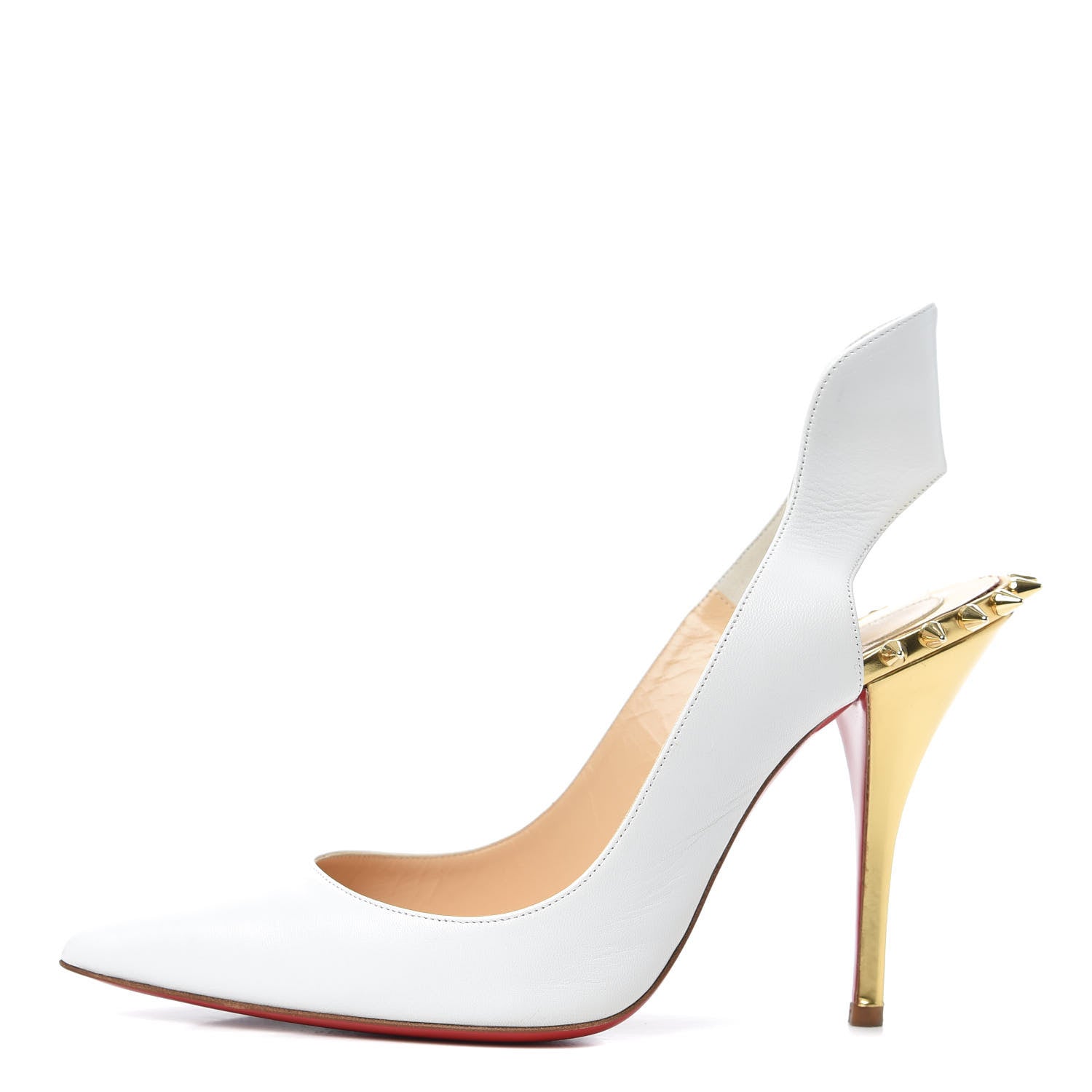 Christian Louboutin Kid Specchio Survivita 100 Slingback Pumps 38 White Gold 1 of 7