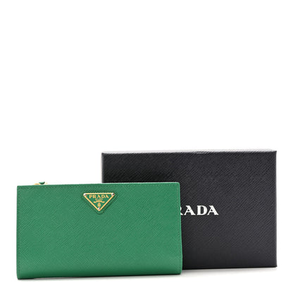 Prada Saffiano Triangle Continental Zip Wallet Mango 11 of 11