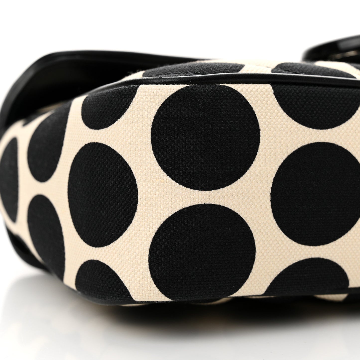 Canvas Matelasse Diagonal Polka Dot Small GG Marmont Shoulder Bag Black White