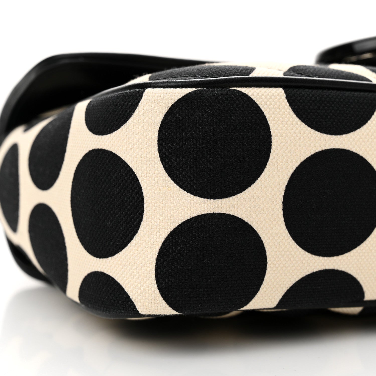 Gucci Canvas Matelasse Diagonal Polka Dot Small GG Marmont Shoulder Bag Black White 9 of 11