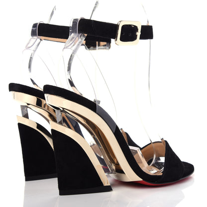 Christian Louboutin Veau Velours PVC Levitallo 100 Sandals 35 Black 4 of 12
