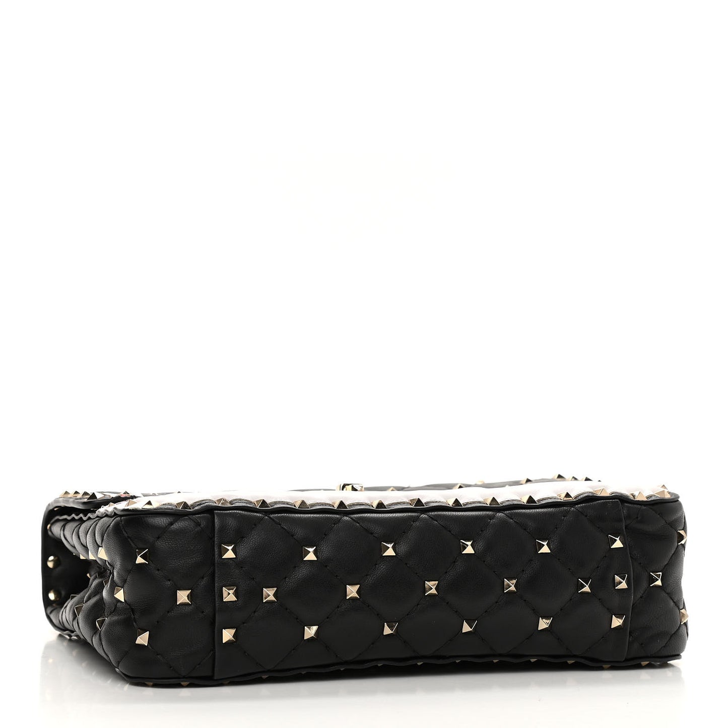 Lambskin Ayers Flames Medium Rockstud Spike Shoulder Bag Black