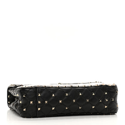 Valentino Garavani Lambskin Ayers Flames Medium Rockstud Spike Shoulder Bag Black 4 of 9
