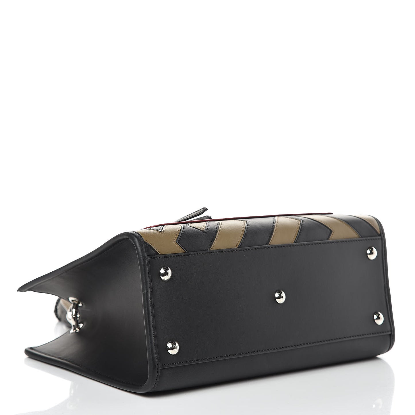 Vitello Century F is Fendi FF Diagonal Inlay Small Runaway Satchel Fango Black Fragola
