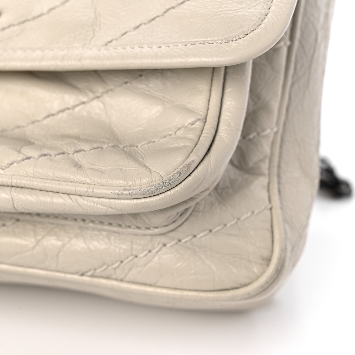 Crinkled Calfskin Matelasse Monogram Baby Niki Chain Satchel White