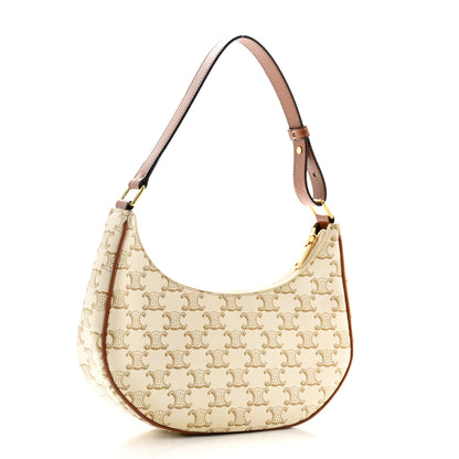 Celine Canvas Calfskin Ava Triomphe Shoulder Bag White 3 of 12