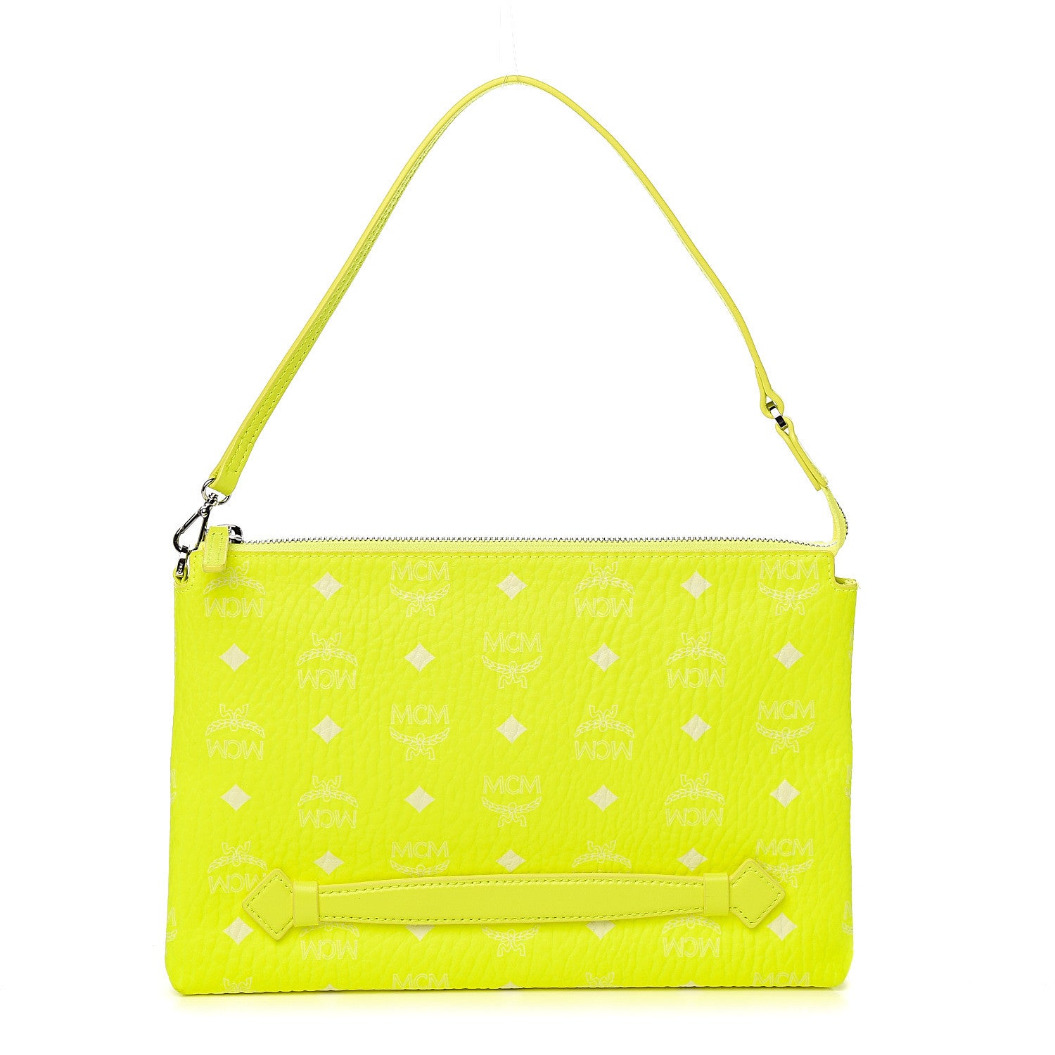 MCM Visetos Shoulder Pouch Neon Yellow 1 of 9