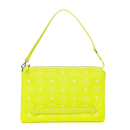 MCM Visetos Shoulder Pouch Neon Yellow 1 of 9