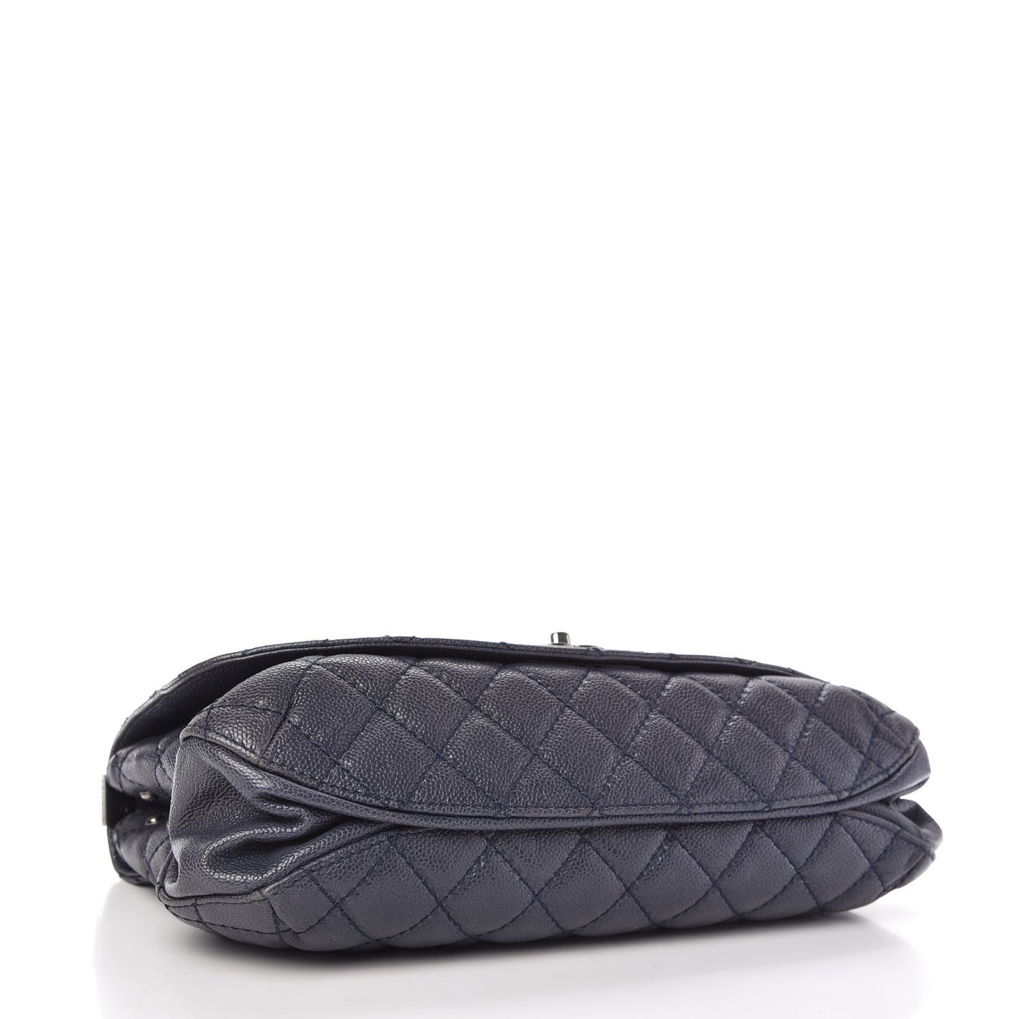 Metallic Caviar Quilted Flap Navy Blue