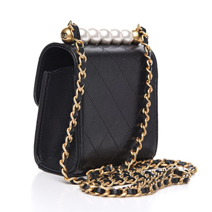 Chanel Goatskin Chic Pearls Clutch On Chain Black 3 of 11
