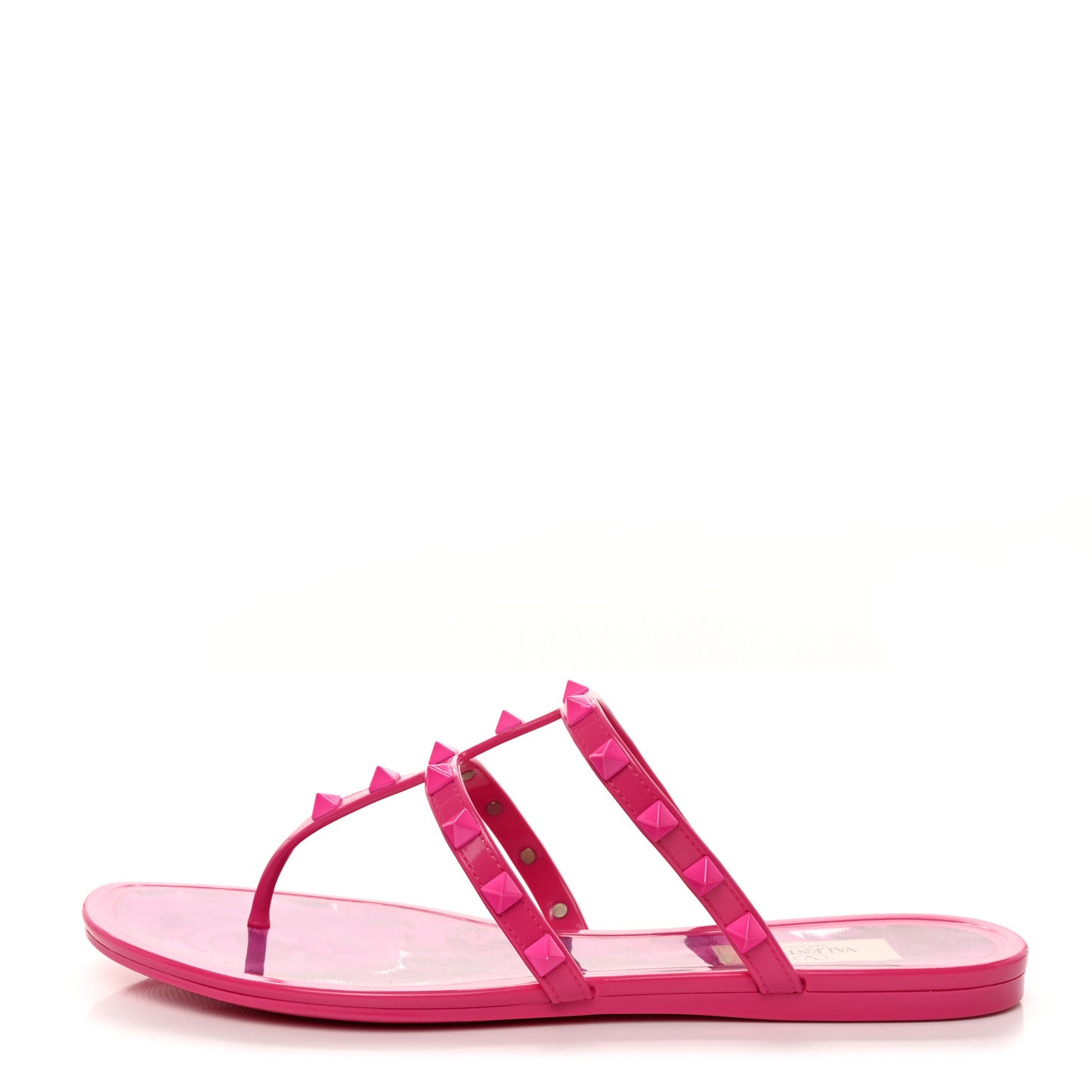PVC Jelly Rockstud Caged Flat Thong Sandals 39 Pink PP