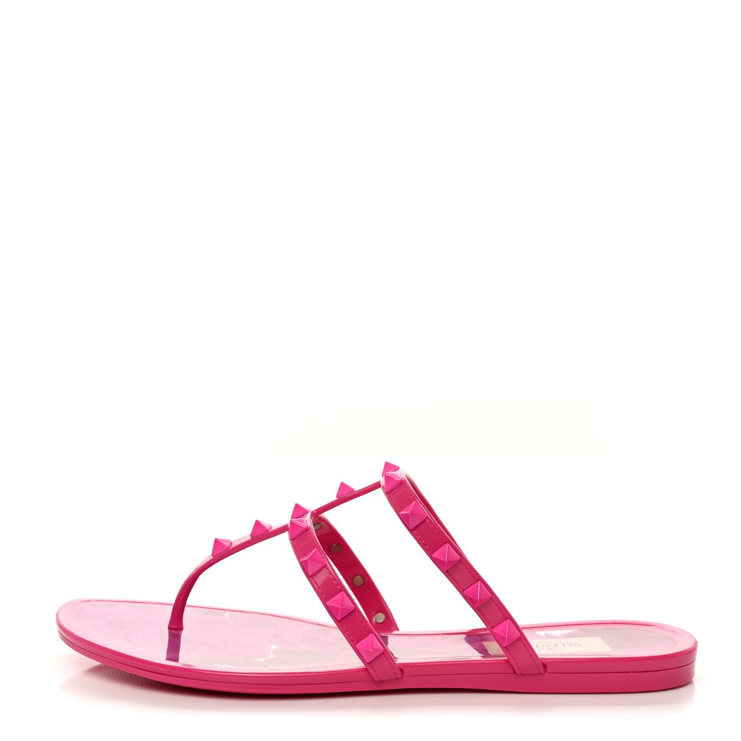 Valentino Garavani PVC Jelly Rockstud Caged Flat Thong Sandals 39 Pink PP 1 of 8