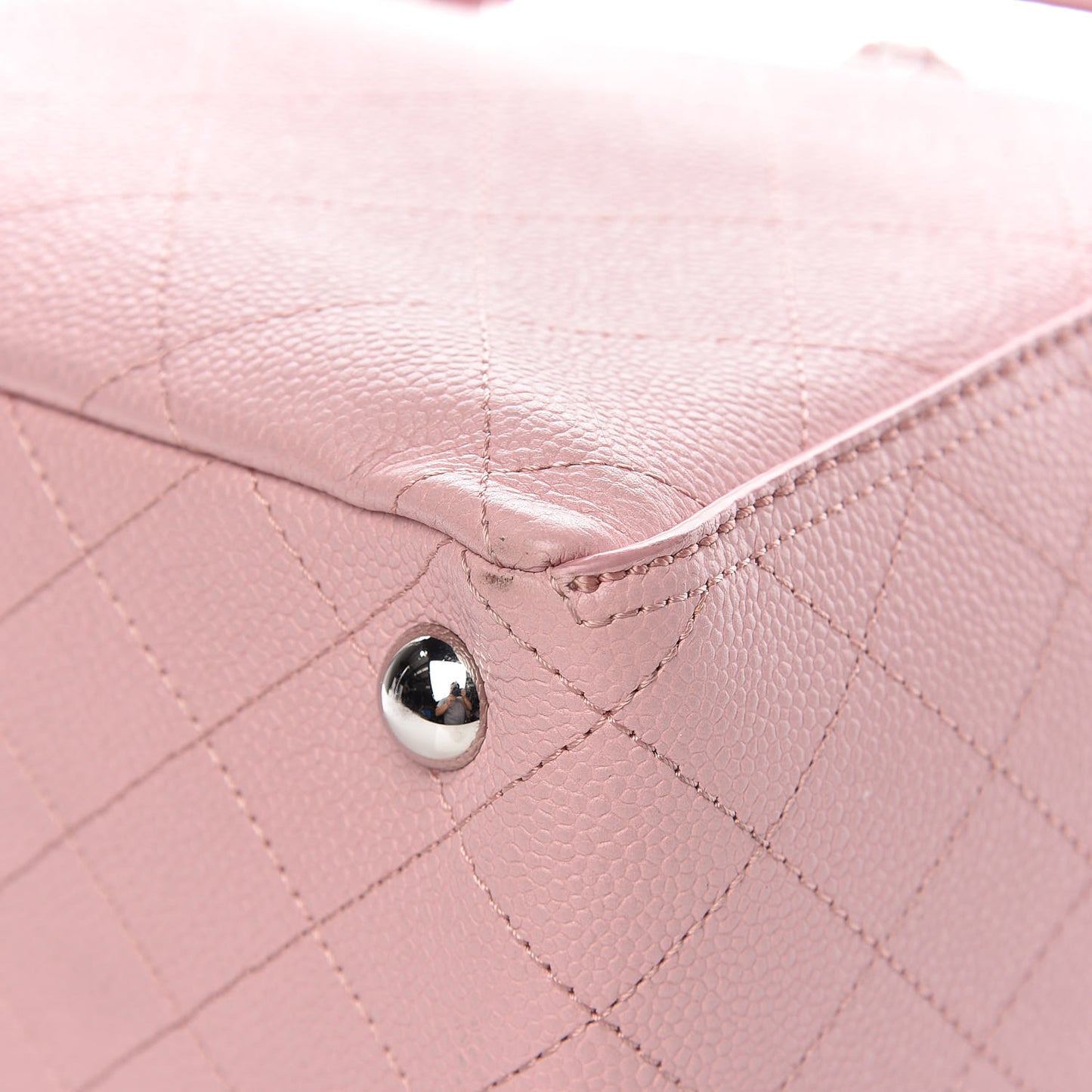 Grained Calfskin Small CC Pocket Tote Pink