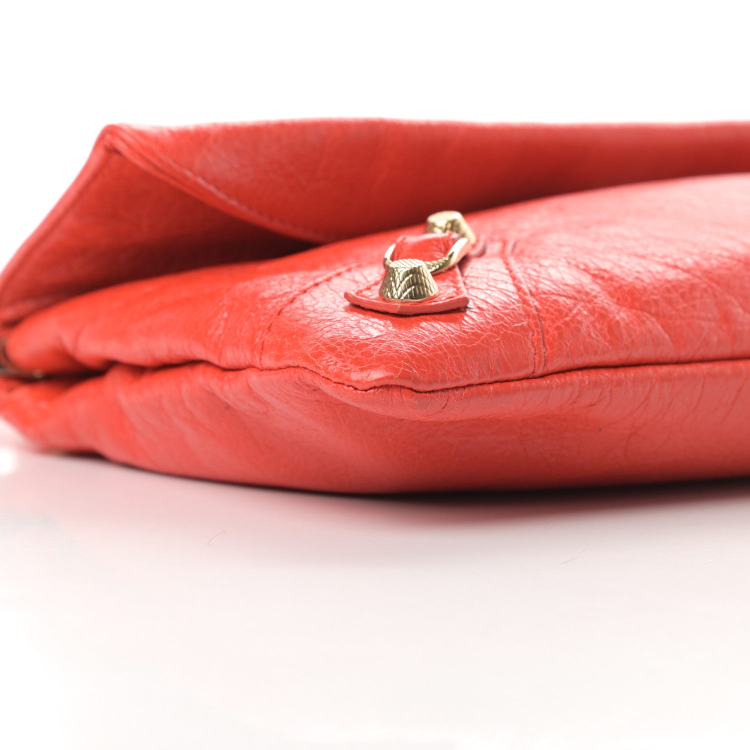 Balenciaga Agneau Giant 12 Gold Hardware Envelope Strap Clutch Rouge Coquelicot 9 of 11
